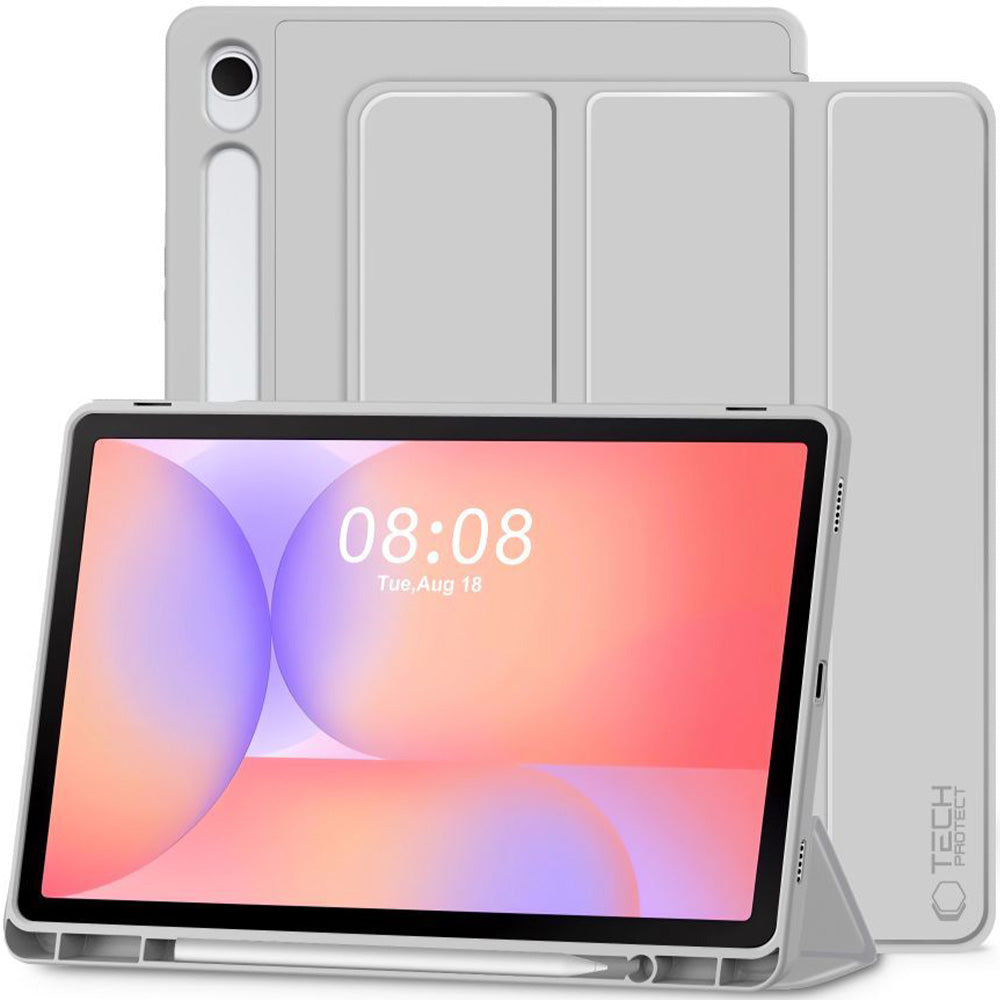 Schutzhülle mit Klappe für Galaxy Tab S10 Lite / S10 FE / S9 / S9 FE, Tech-Protect SC Pen, Grau