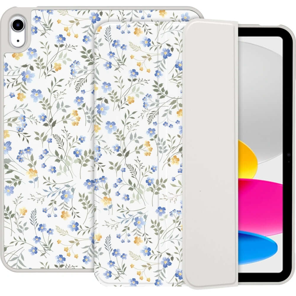 Schutzhülle für iPad 11" (A16) 2025, iPad 10,9" 10 gen. 2022, Tech-Protect SC Pen, Weiß mit floralem Muster