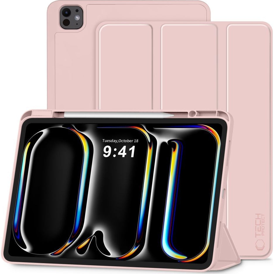 Schutzhülle mit Klappe für Apple iPad Pro 13 2024/2025, Tech-Protect SC Pen, Rosa