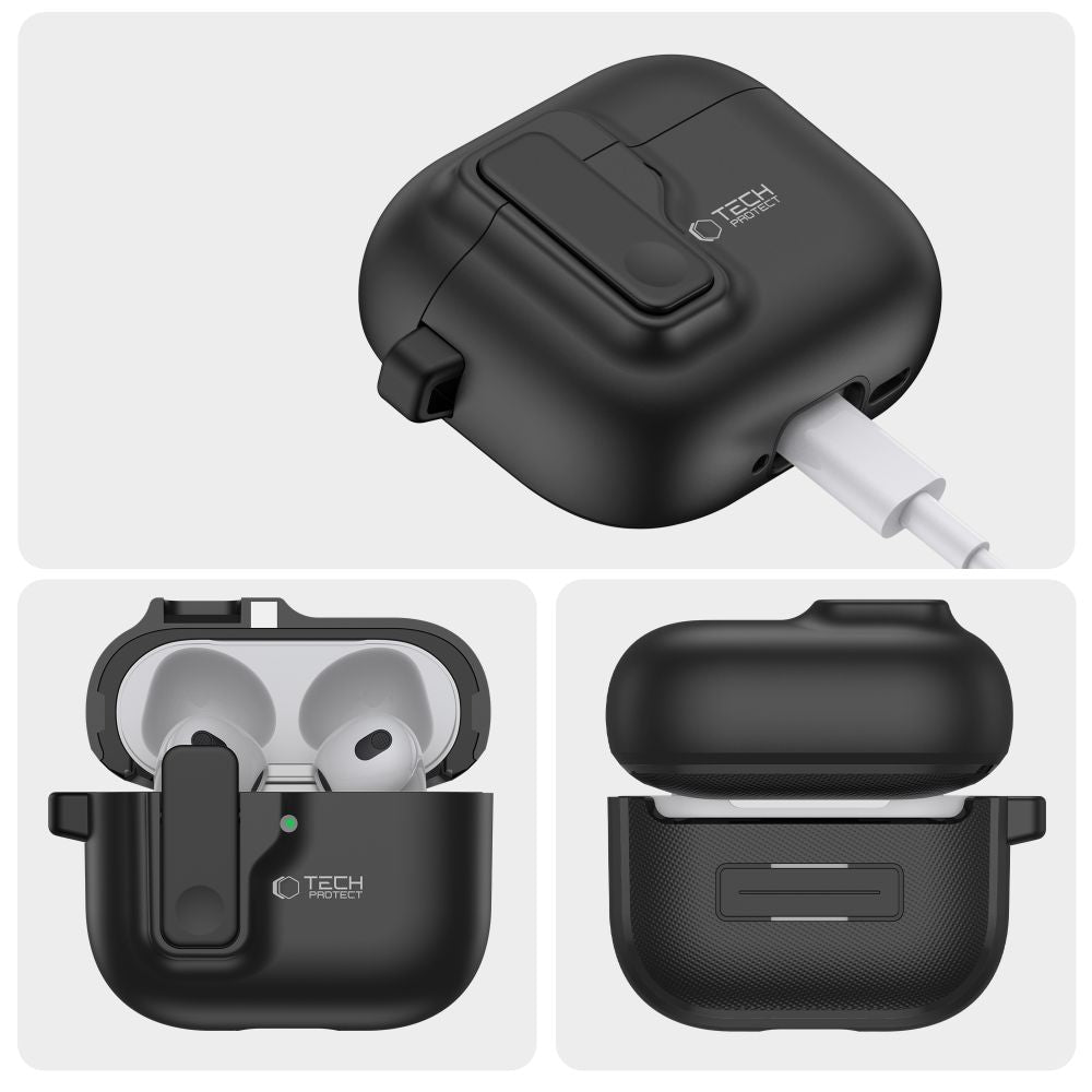 Schutzhülle für Apple AirPods 5 / 4, Tech-Protect SlimHook, Schwarz