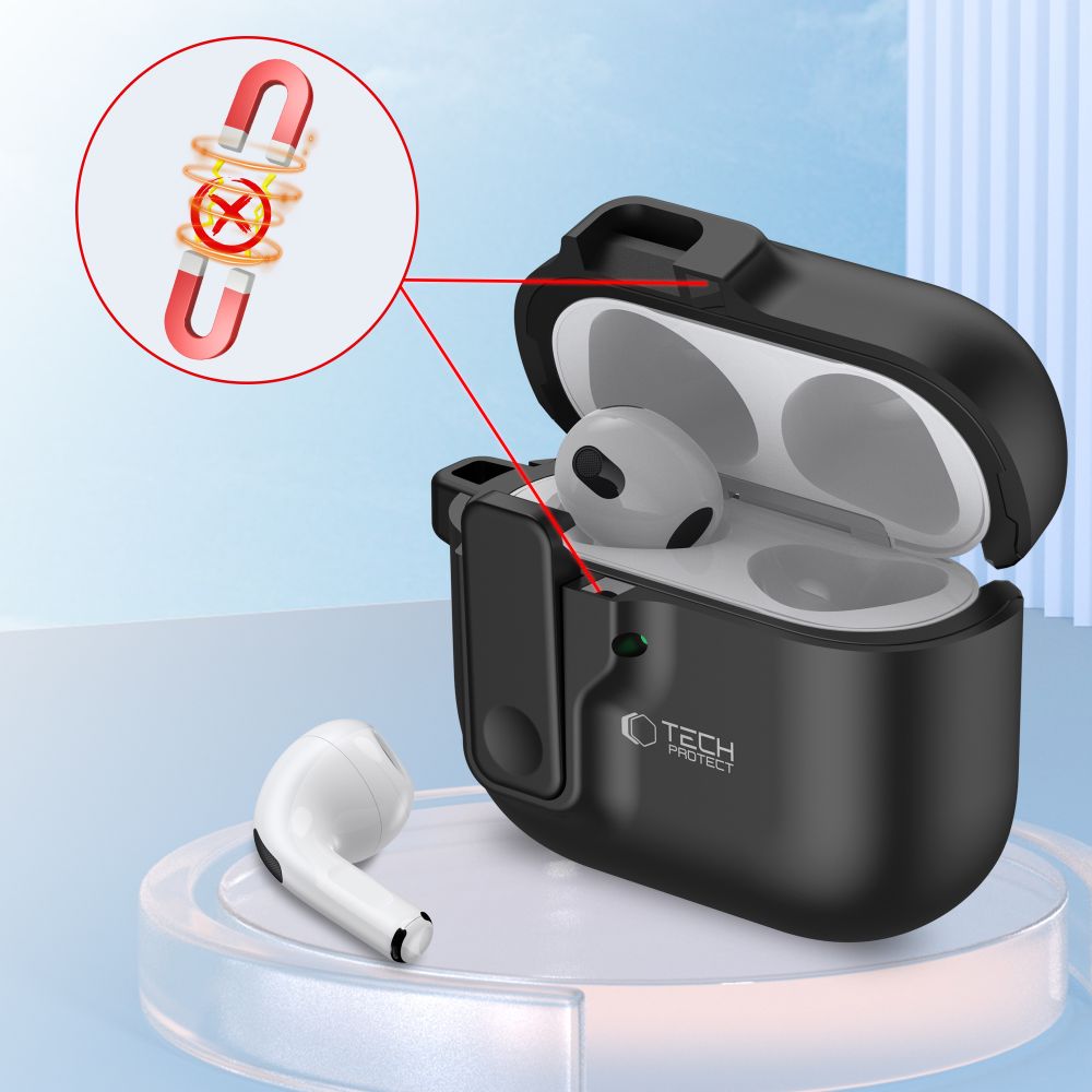 Schutzhülle für Apple AirPods 5 / 4, Tech-Protect SlimHook, Schwarz