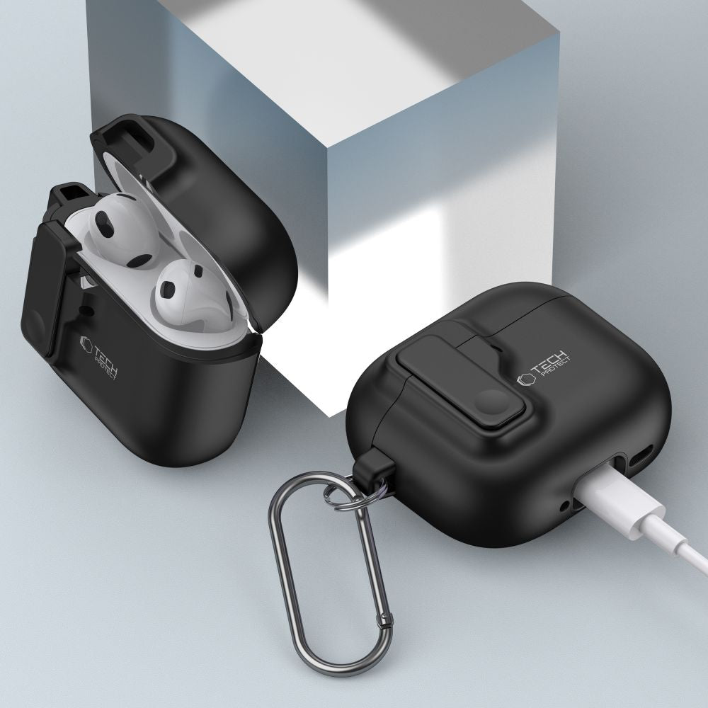 Schutzhülle für Apple AirPods 5 / 4, Tech-Protect SlimHook, Schwarz
