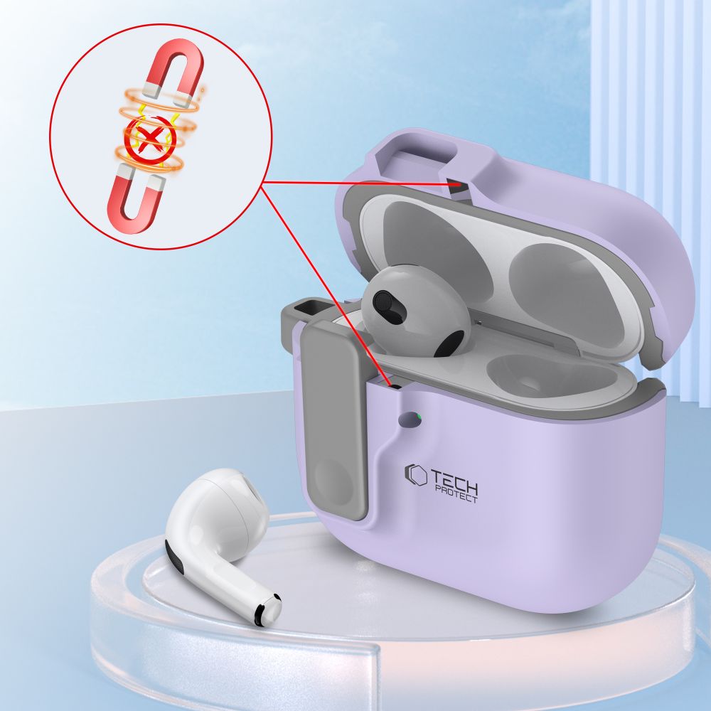 Schutzhülle für Apple AirPods 5 / 4, Tech-Protect SlimHook, Violett
