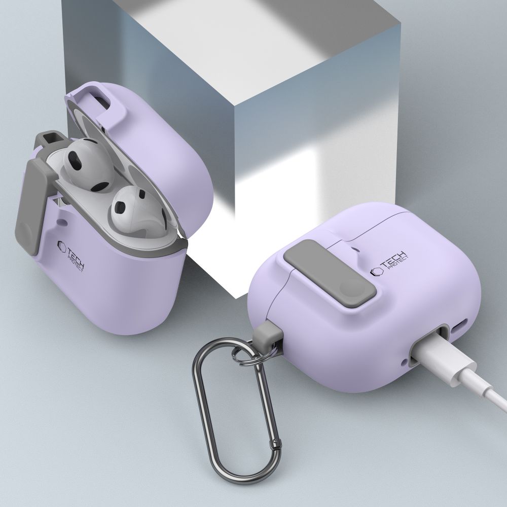 Schutzhülle für Apple AirPods 5 / 4, Tech-Protect SlimHook, Violett