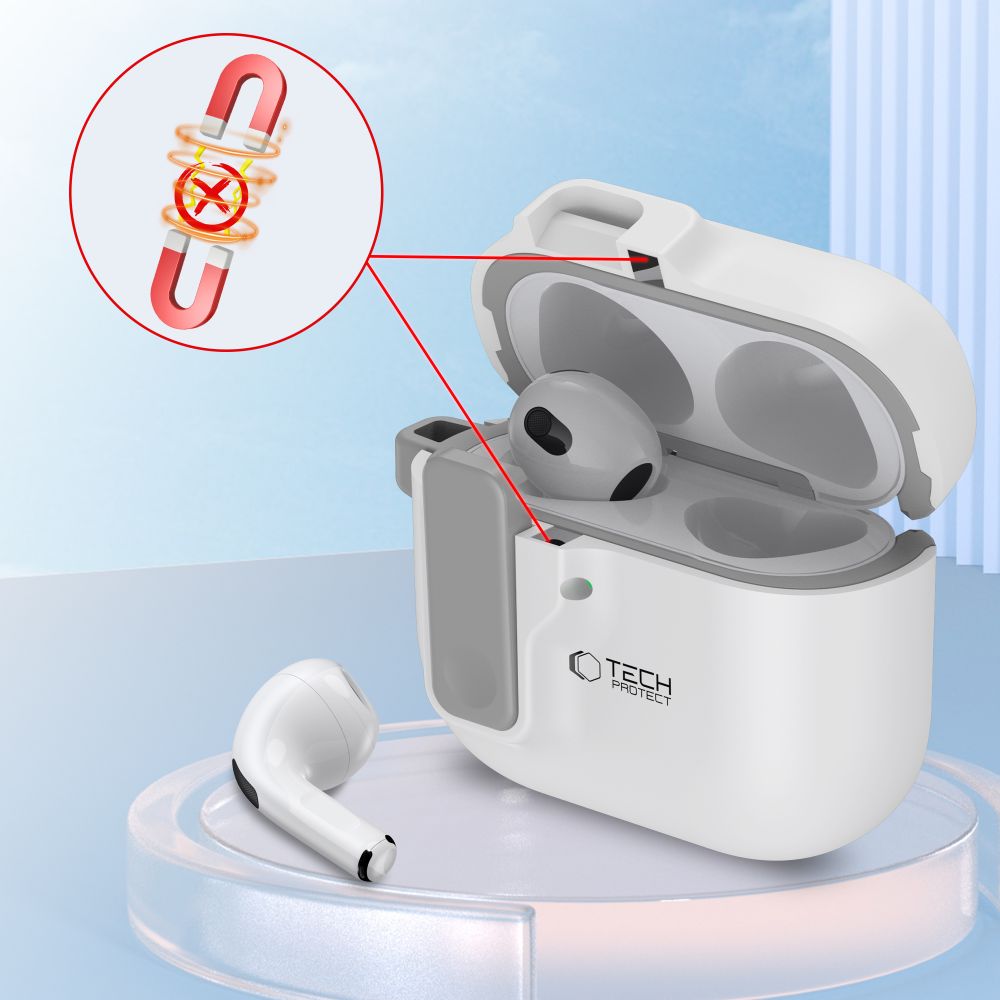 Schutzhülle für Apple AirPods 5 / 4, Tech-Protect SlimHook, Weiß