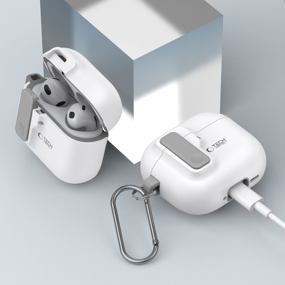 Schutzhülle für Apple AirPods 5 / 4, Tech-Protect SlimHook, Weiß