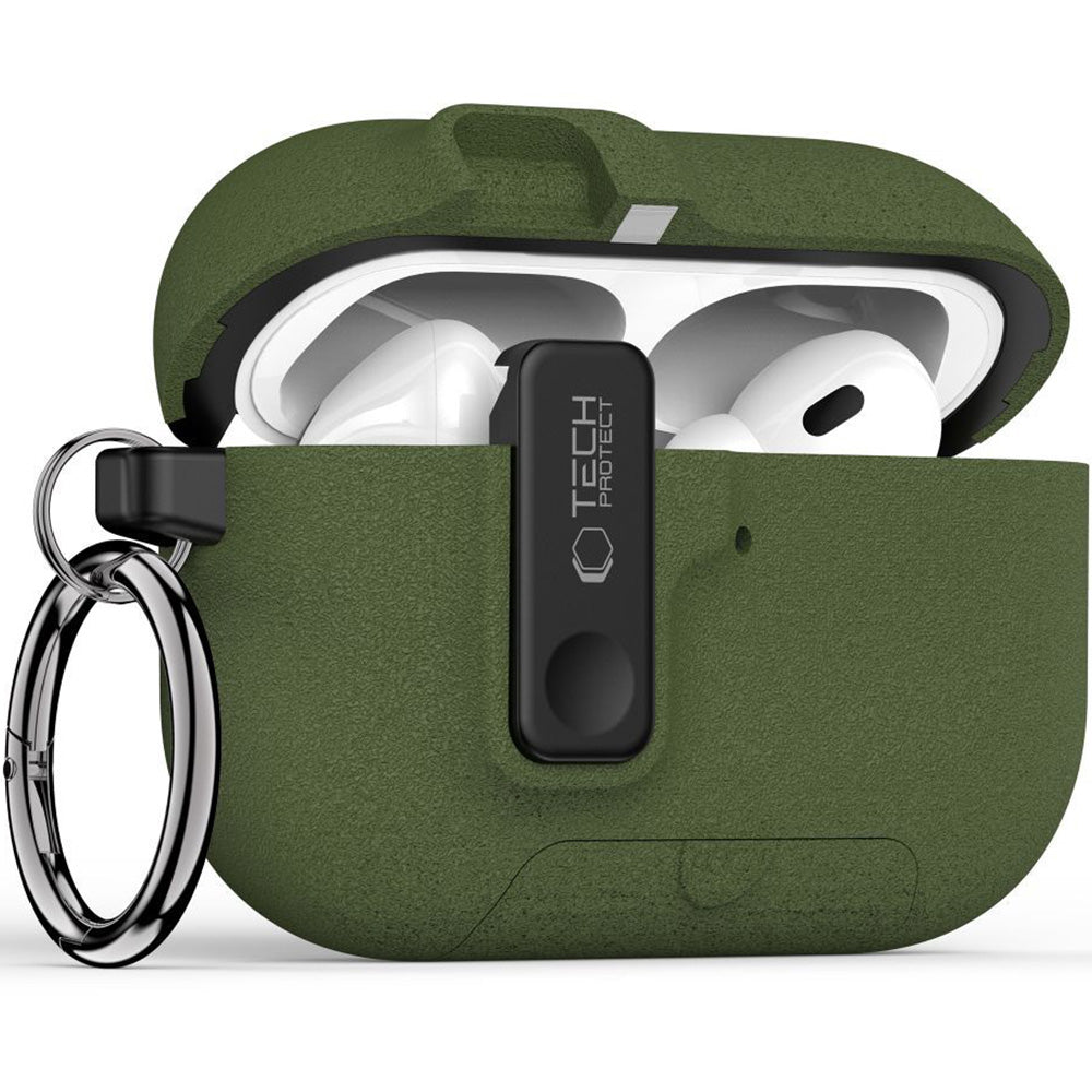 Schutzhülle für Apple AirPods Pro 3, Tech-Protect Slim Hook, Dunkelgrün