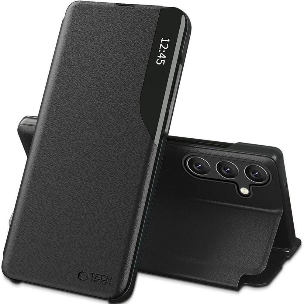 Handyhülle mit Klappe für Galaxy A57 5G, Tech-Protect Smart View, Schwarz