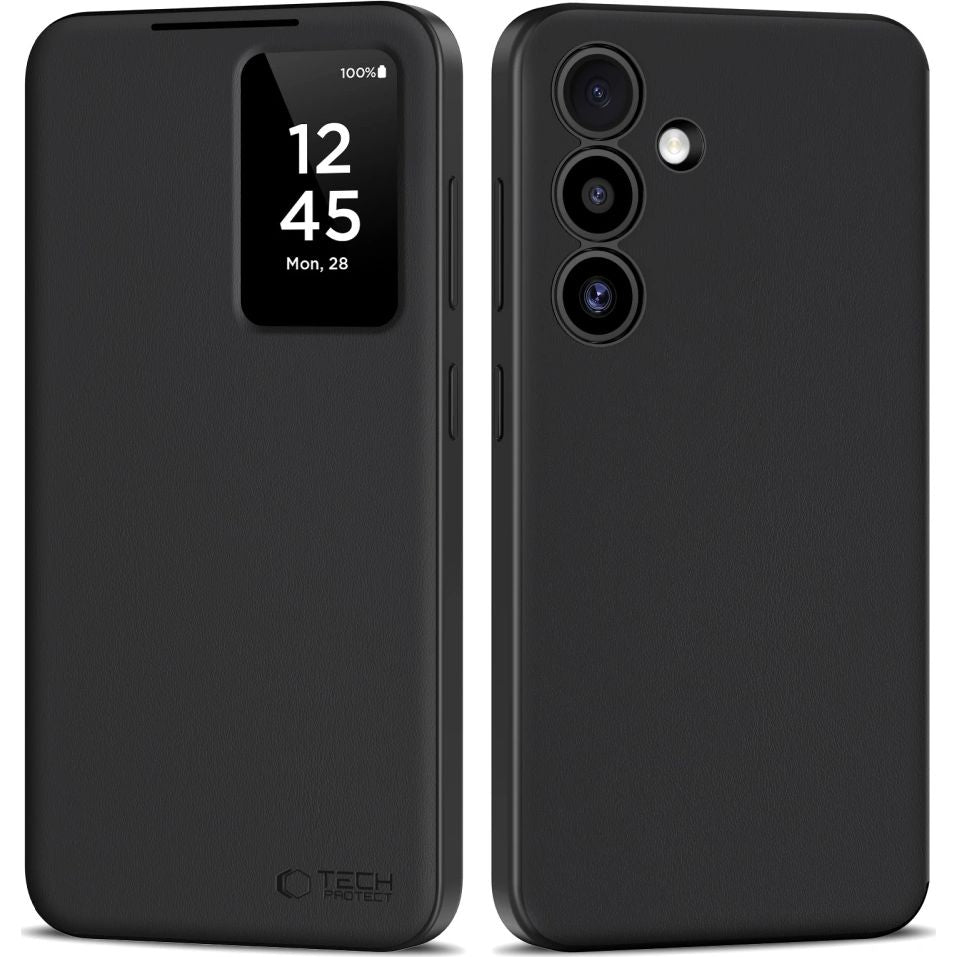 Handyhülle mit Klappe für Galaxy S25 FE, Tech-Protect Smart Wallet, Schwarz