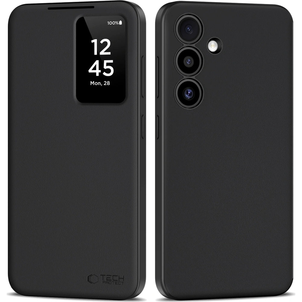 Handyhülle mit Klappe für Galaxy S25, Tech-Protect Smart Wallet, Schwarz