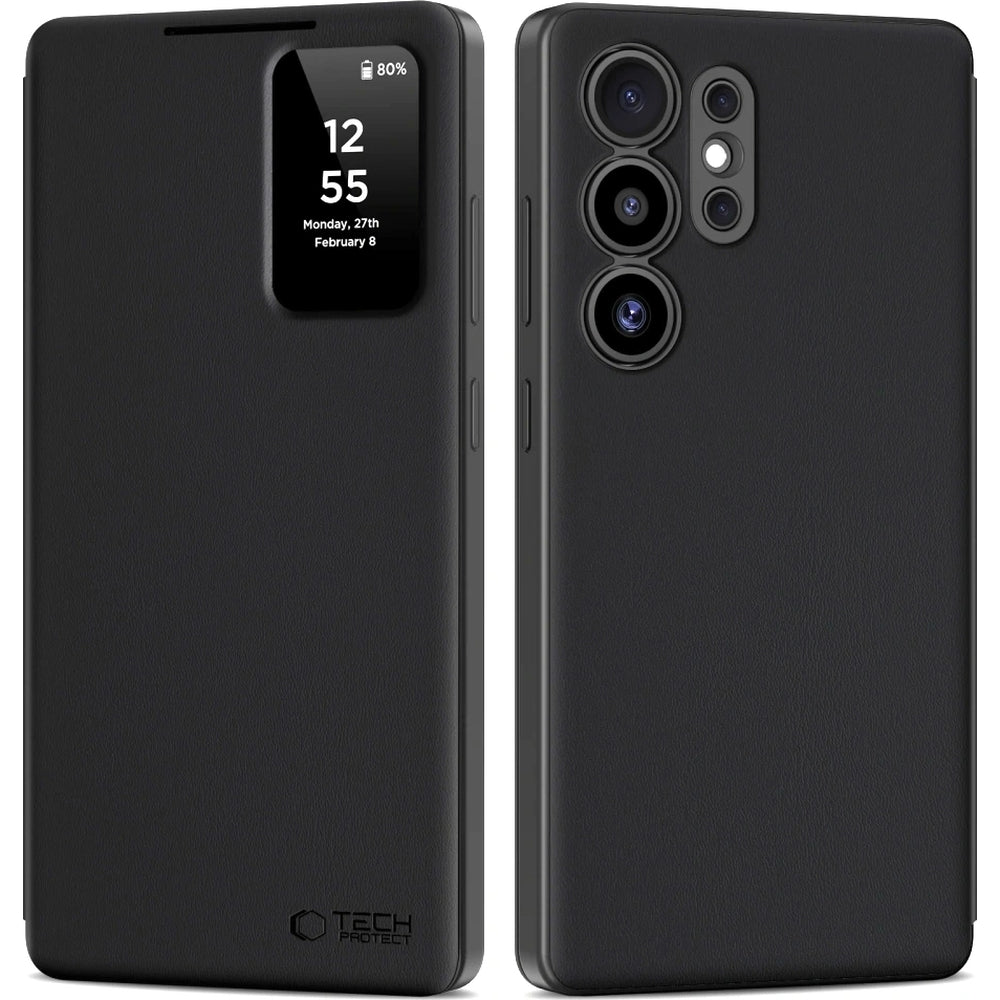Handyhülle mit Klappe für Galaxy S25 Ultra, Tech-Protect Smart Wallet, Schwarz