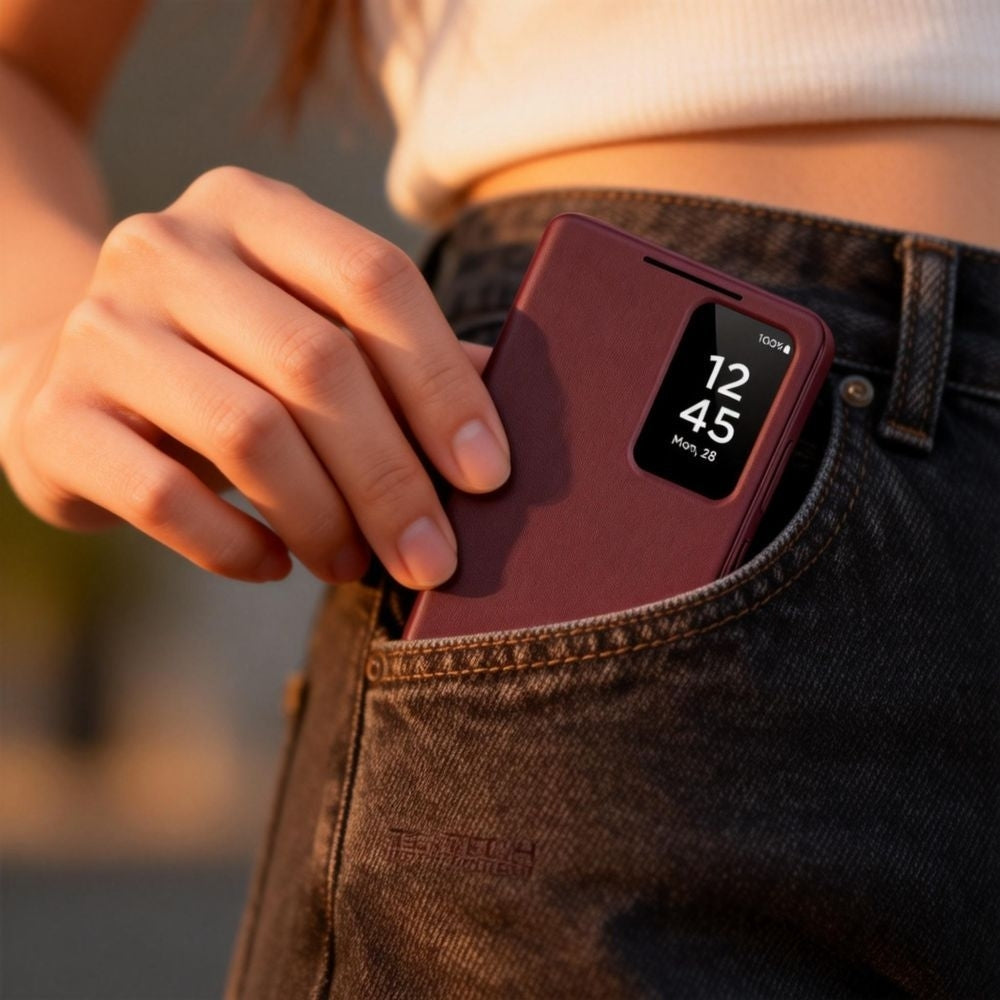 Handyhülle mit Klappe für Galaxy S26 Plus, Tech-Protect Smart Wallet, mattes Rotwein