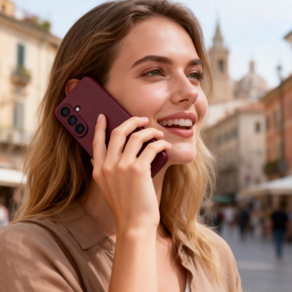 Handyhülle mit Klappe für Galaxy S26 Plus, Tech-Protect Smart Wallet, mattes Rotwein