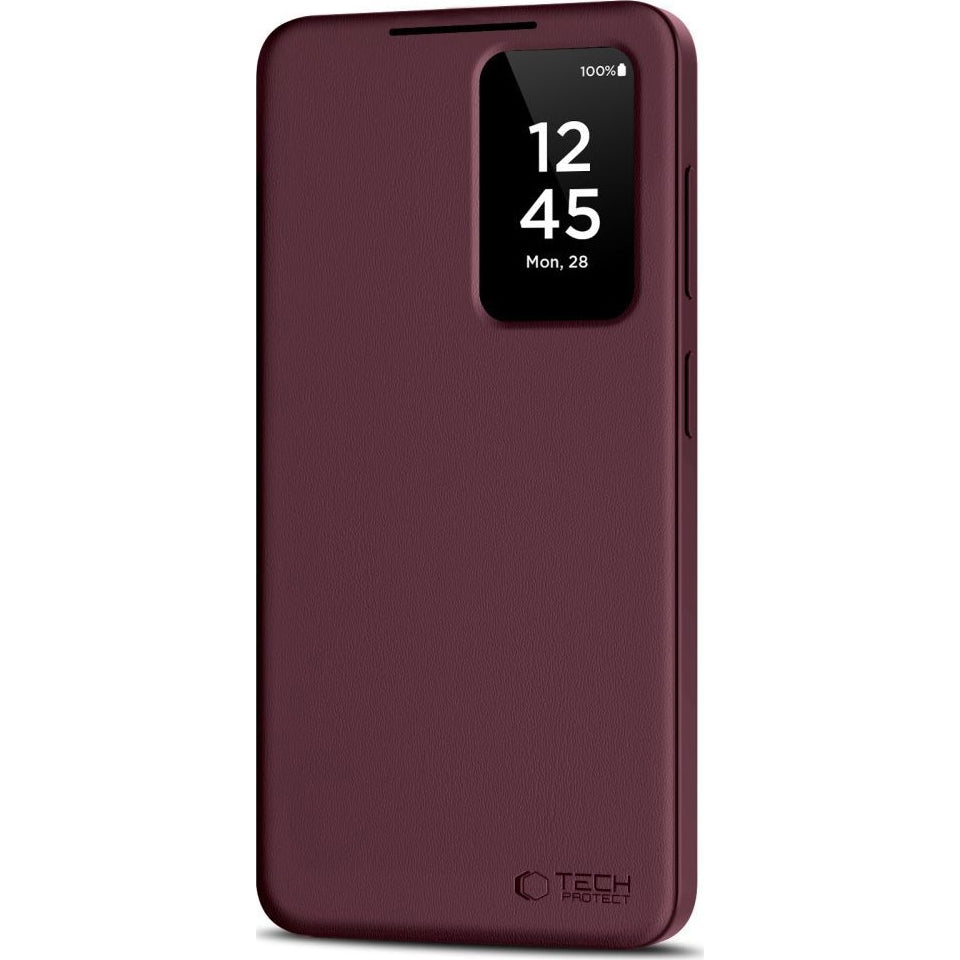 Handyhülle mit Klappe für Galaxy S26 Plus, Tech-Protect Smart Wallet, mattes Rotwein