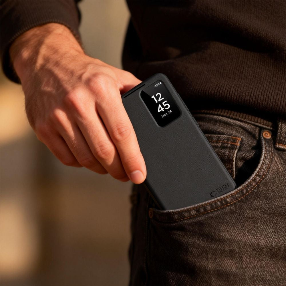 Handyhülle mit Klappe für Galaxy S26 Ultra, Tech-Protect Smart Wallet, mattes Schwarz