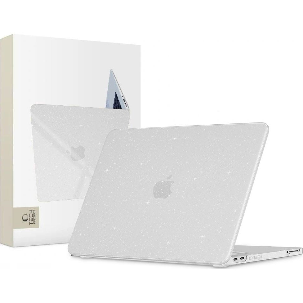 Schutzhülle für MacBook Neo 13" A18 Pro 2026, Tech-Protect SmartShell, Transparent mit Glitzer