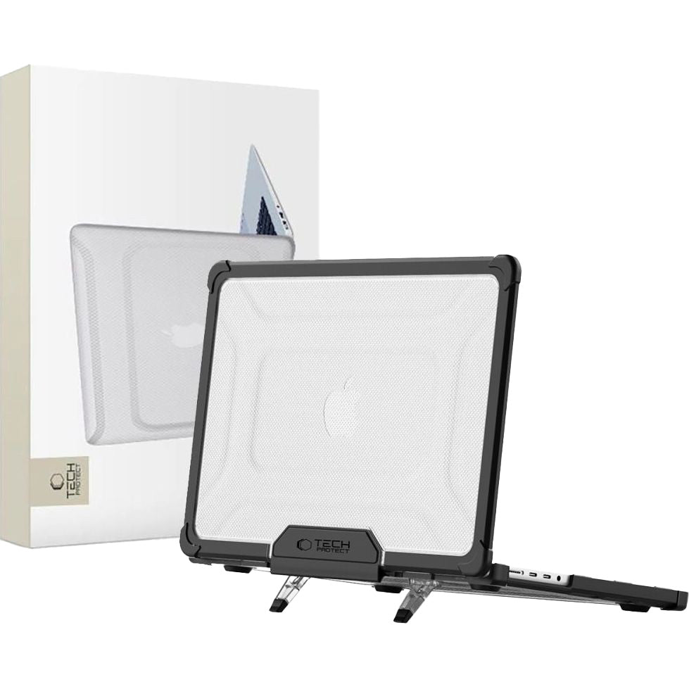 Schutzhülle für MacBook Pro 14" 2021-2026, Tech-Protect SmartShell Pro, Transparent-Schwarz