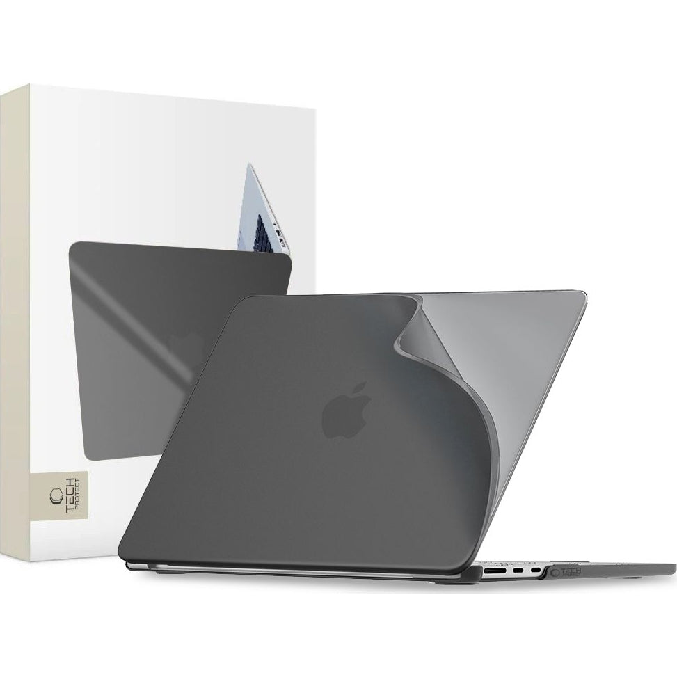 Schutzhülle für MacBook Air 15.3" M5 / M4 / M3 / M2, Tech-Protect Softshell, mattes Durchscheinend-Schwarz