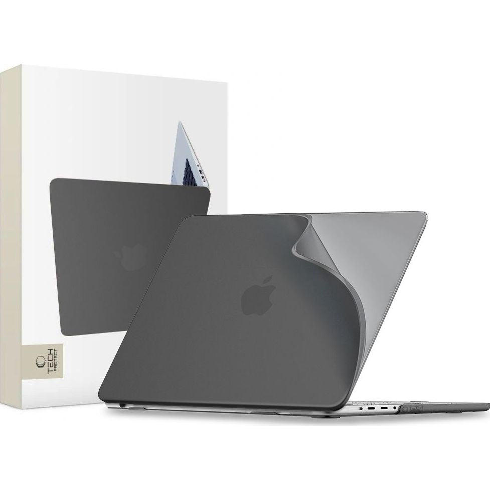 Schutzhülle für MacBook Pro 16" 2021-2026, Tech-Protect Softshell, mattes Durchscheinend-Schwarz