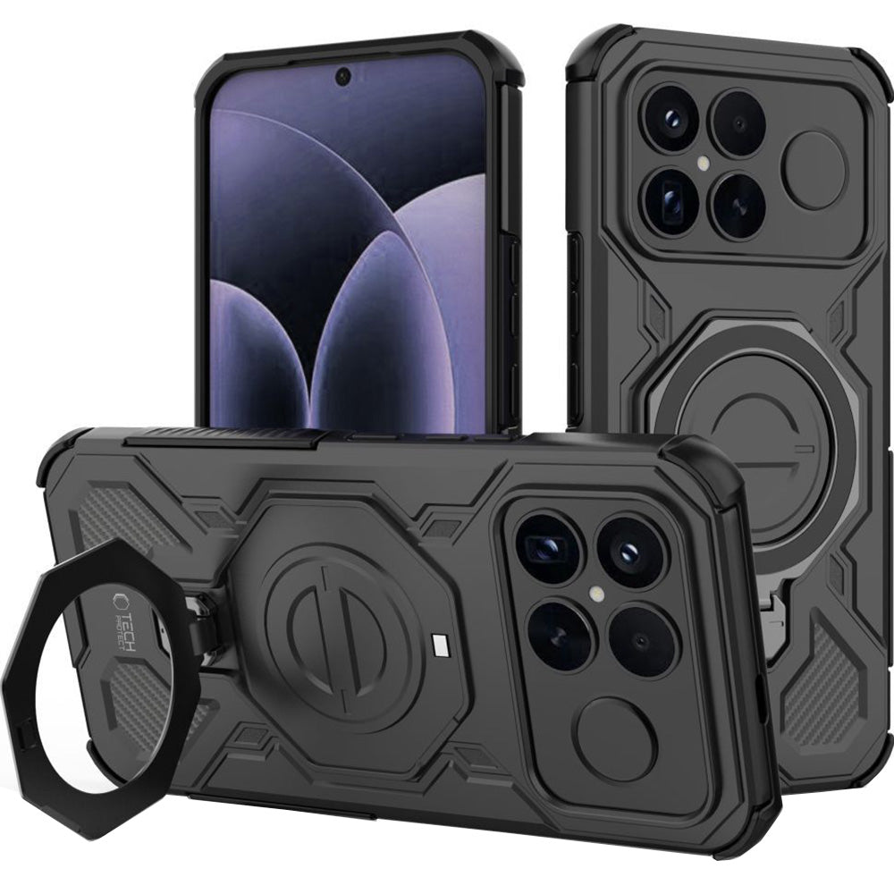 Handyhülle mit Ständer für Xiaomi POCO F8 Ultra, Tech-Protect TacticStand mit MagSafe, Mattes Schwarz