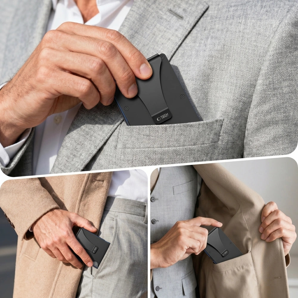 Kartenhalter mit RFID-Schutz, Tech-Protect Thorn, Schwarz