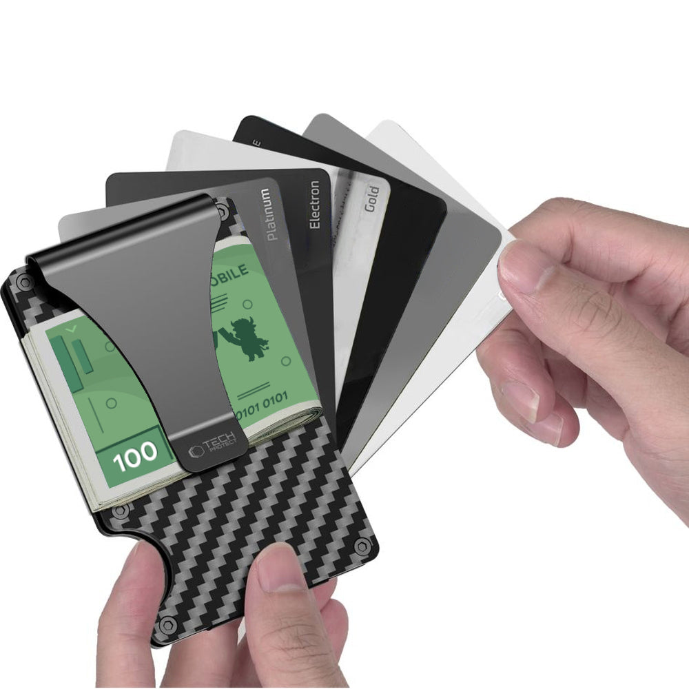 Kartenhalter mit RFID-Schutz, Tech-Protect Thorn, Carbon Schwarz