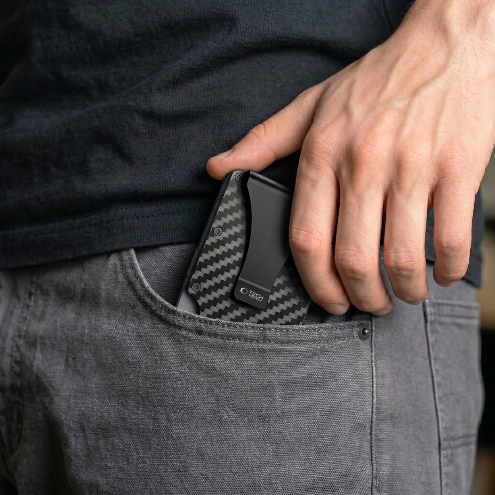 Kartenhalter mit RFID-Schutz, Tech-Protect Thorn, Carbon Schwarz