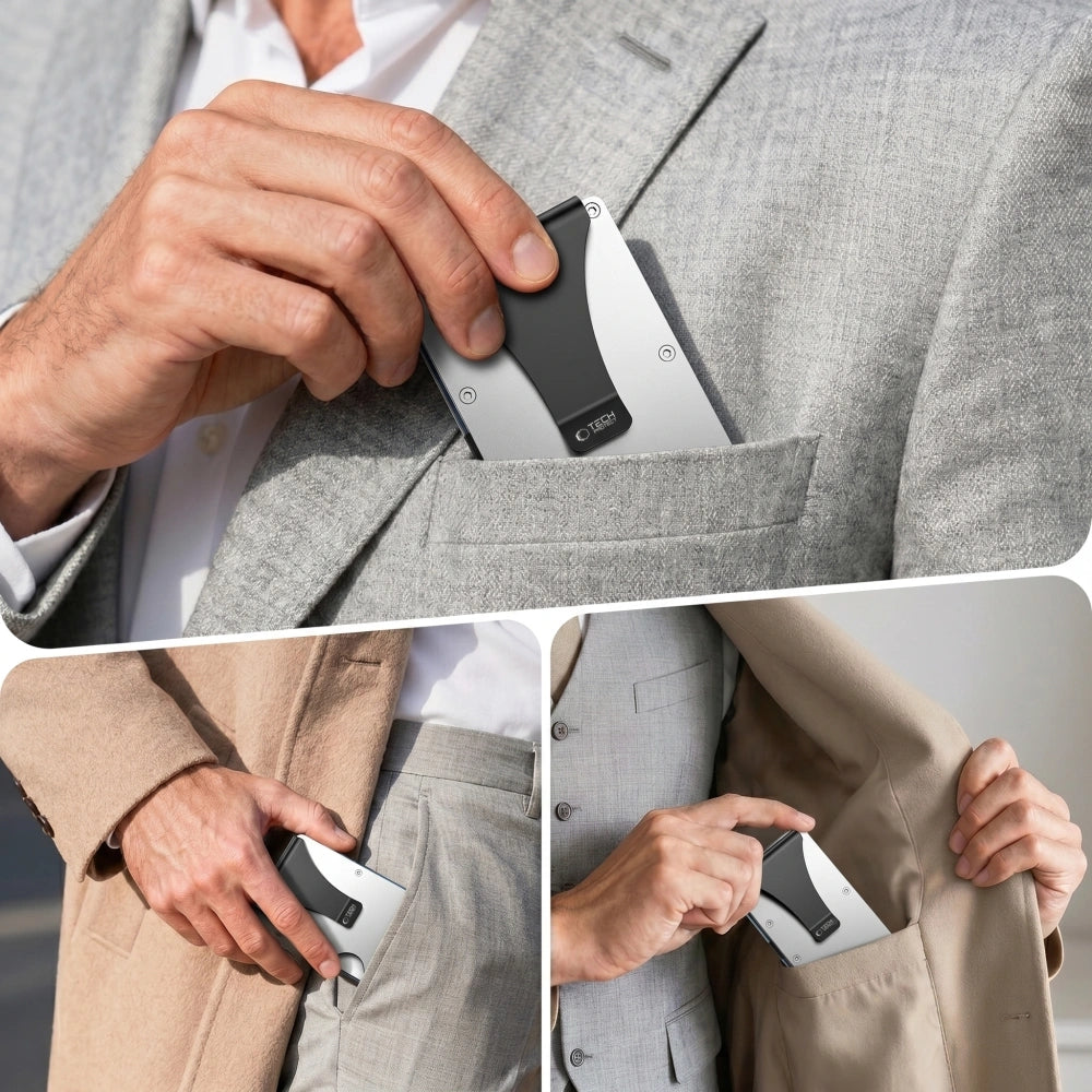 Kartenhalter mit RFID-Schutz, Tech-Protect Thorn, Silber