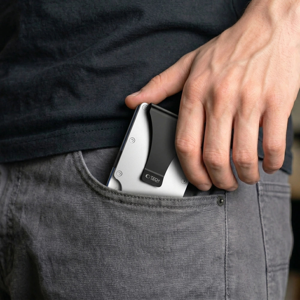 Kartenhalter mit RFID-Schutz, Tech-Protect Thorn, Silber