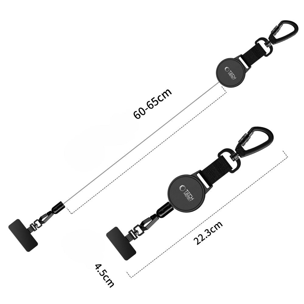 Anti-Diebstahl Handy Lanyard mit einziehbarem Seil, Tech-Protect Urban Loop, Schwarz