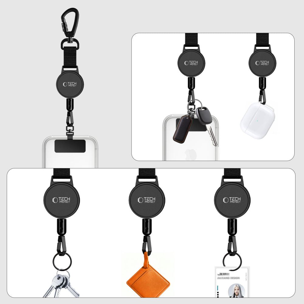 Anti-Diebstahl Handy Lanyard mit einziehbarem Seil, Tech-Protect Urban Loop, Schwarz