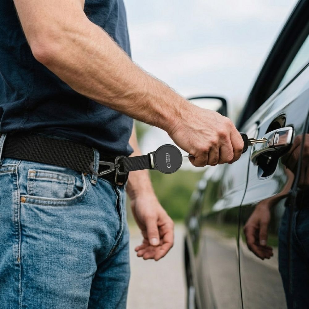 Anti-Diebstahl Handy Lanyard mit einziehbarem Seil, Tech-Protect Urban Loop, Schwarz