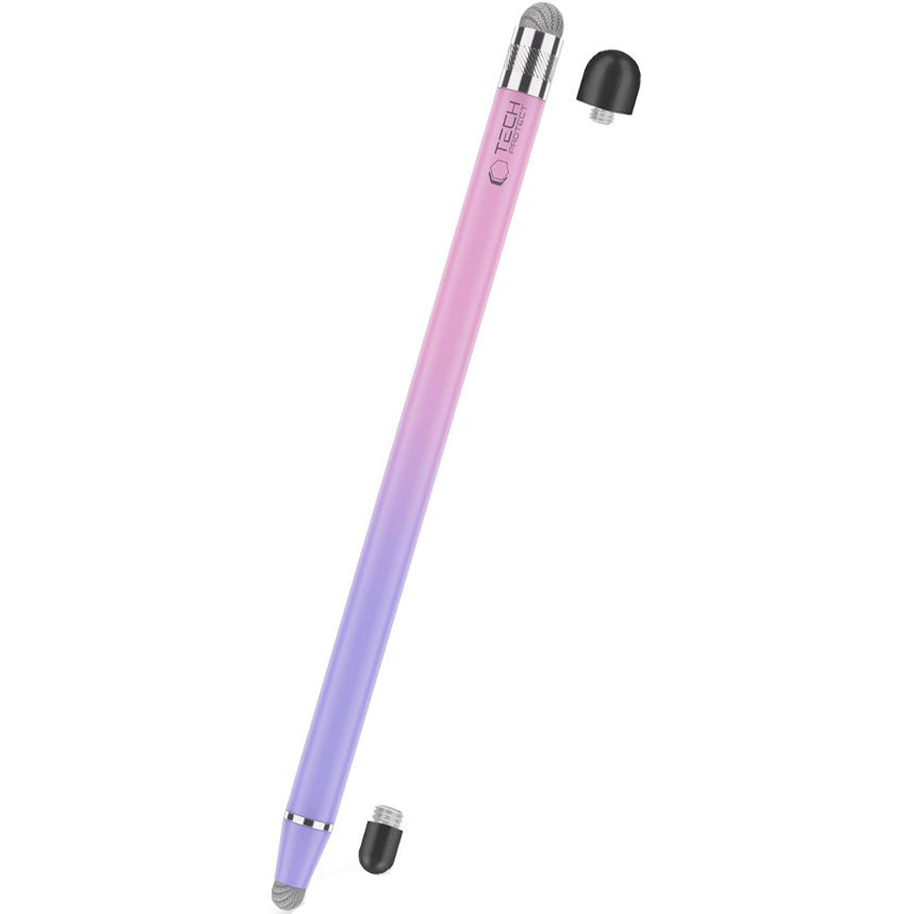 Universeller Eingabestift für Telefon/Tablet, Tech-Protect USP100 4-TIP Touch Stylus Pen, Violett-Rosa