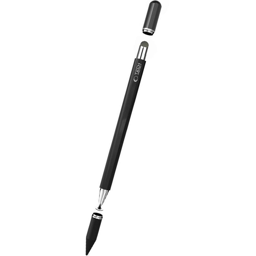 Universeller Eingabestift für Telefon/Tablet, Tech-Protect USP200 3-TIP Stylus Pen, Schwarz