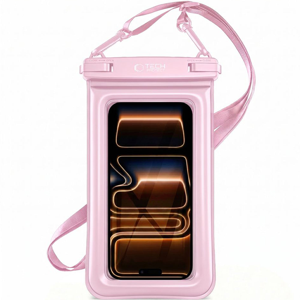 Wasserdichte Hülle für Smartphone 6.9", Tech-Protect UWC7 Universal Waterproof Floating Case, Rosa