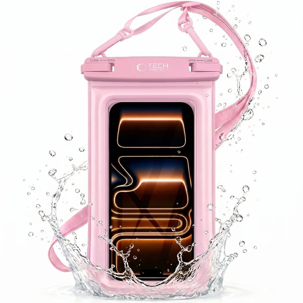 Wasserdichte Hülle für Smartphone 6.9", Tech-Protect UWC7 Universal Waterproof Floating Case, Rosa