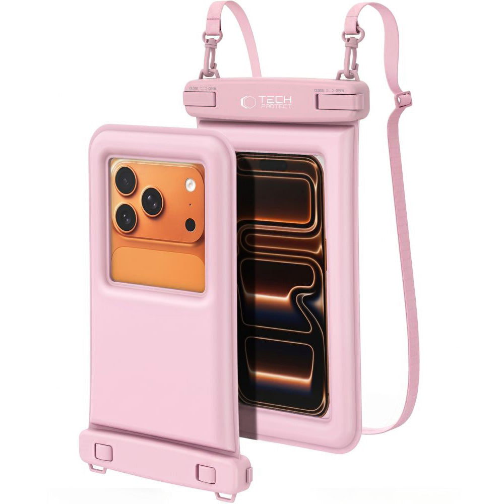 Wasserdichte Hülle für Smartphone 6.9", Tech-Protect UWC7 Universal Waterproof Floating Case, Rosa