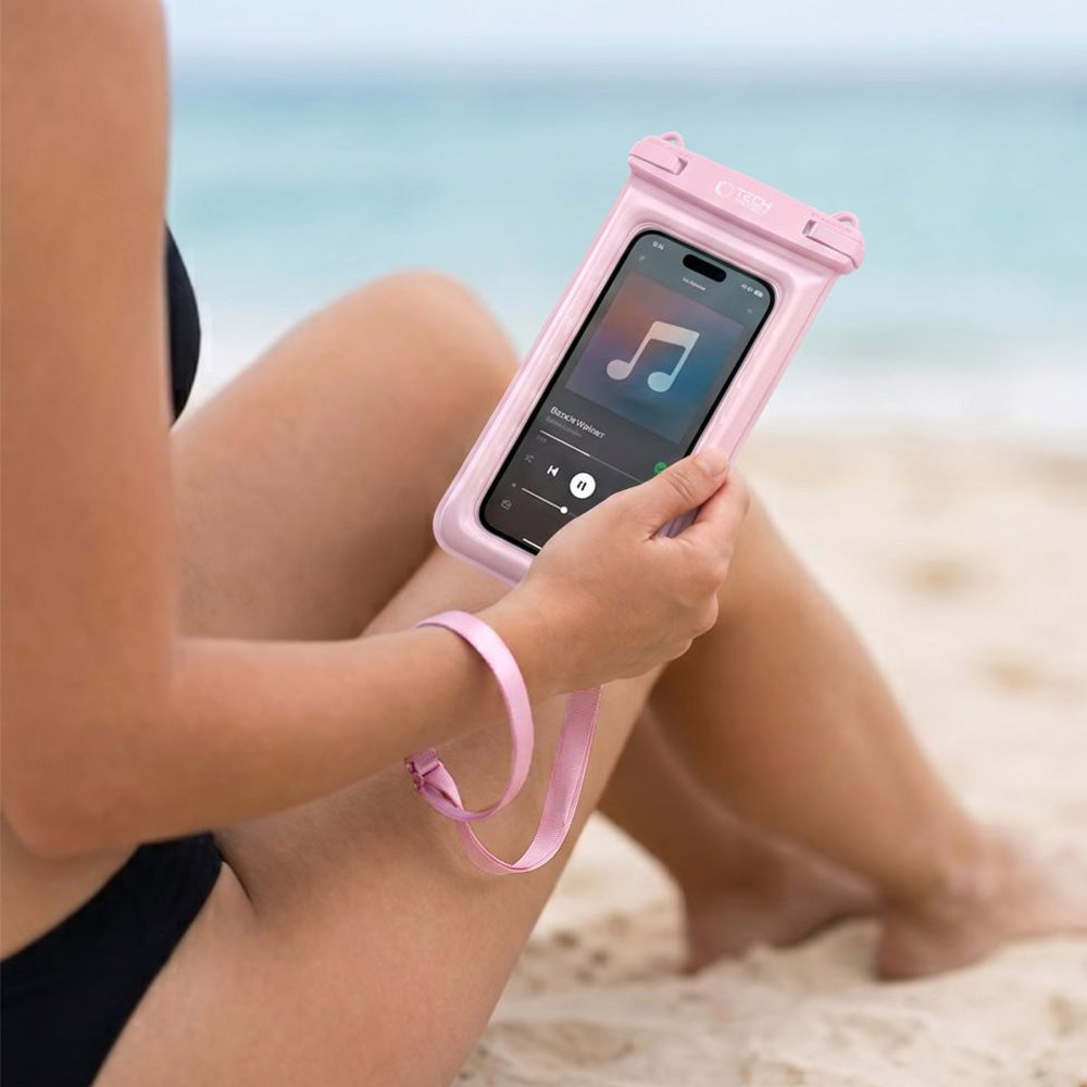 Wasserdichte Hülle für Smartphone 6.9", Tech-Protect UWC7 Universal Waterproof Floating Case, Rosa