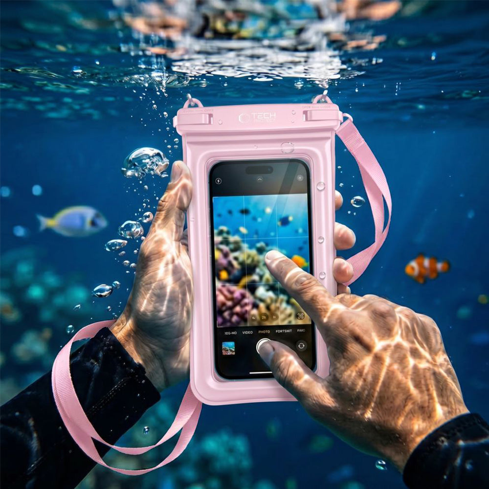 Wasserdichte Hülle für Smartphone 6.9", Tech-Protect UWC7 Universal Waterproof Floating Case, Rosa