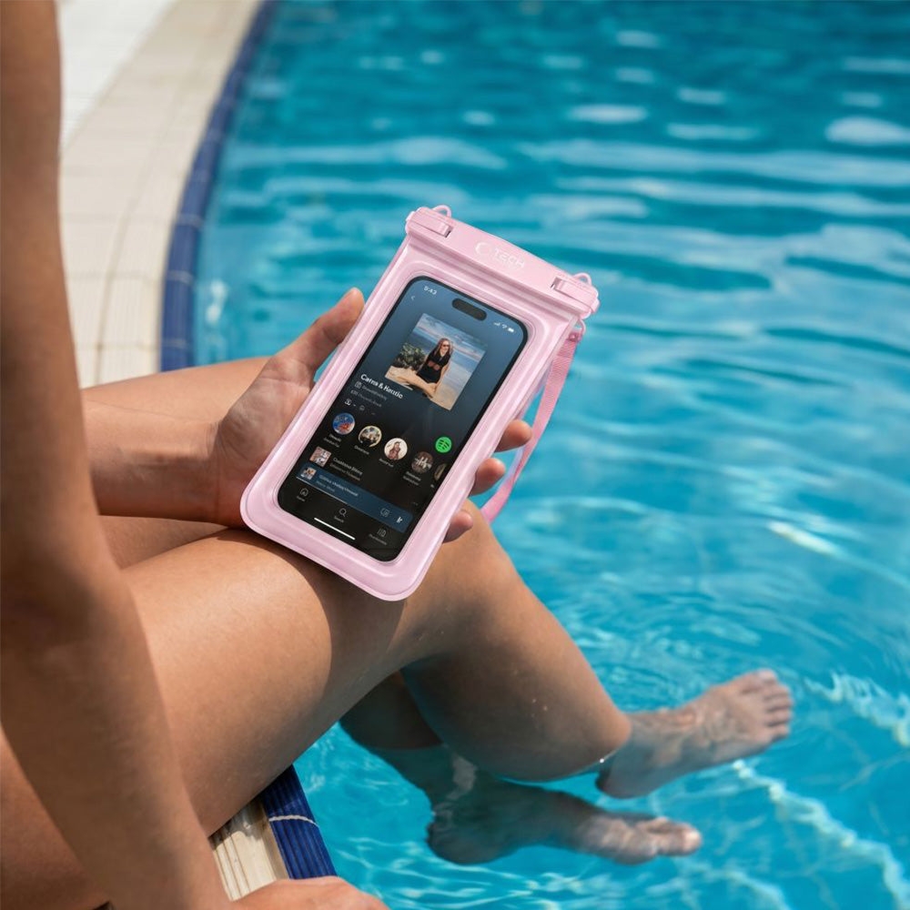 Wasserdichte Hülle für Smartphone 6.9", Tech-Protect UWC7 Universal Waterproof Floating Case, Rosa