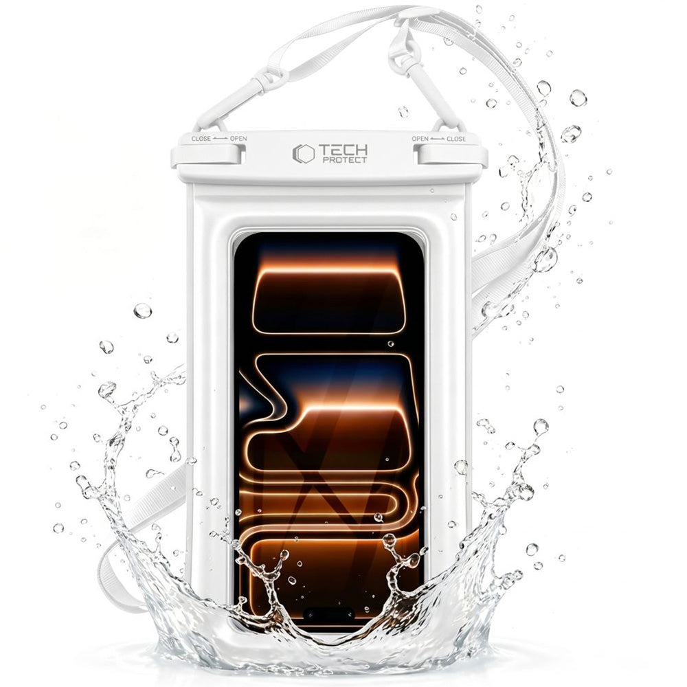 Wasserdichte Hülle für Smartphone 6.9", Tech-Protect UWC7 Universal Waterproof Floating Case, Weiß