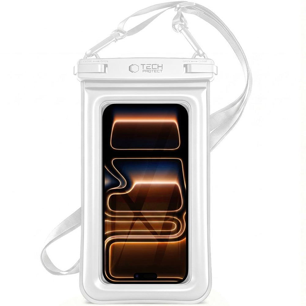Wasserdichte Hülle für Smartphone 6.9", Tech-Protect UWC7 Universal Waterproof Floating Case, Weiß