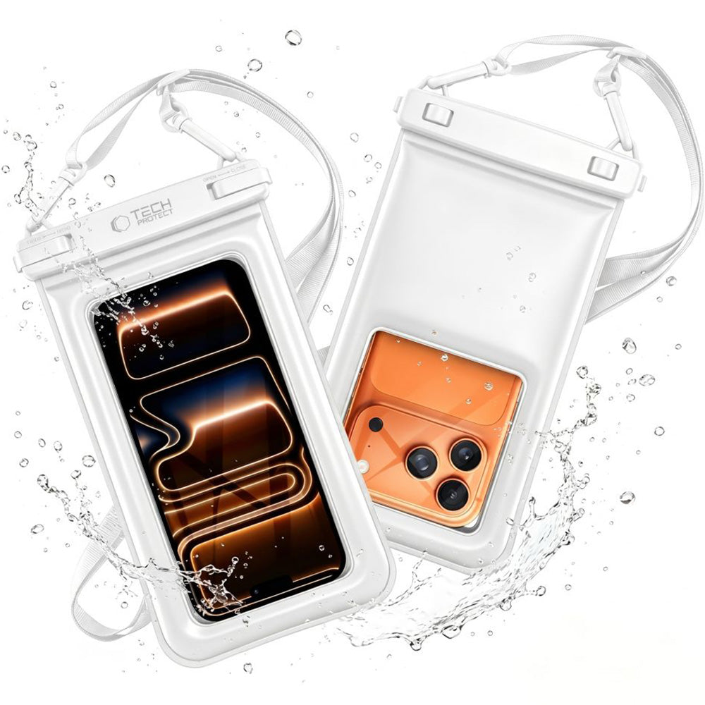 Wasserdichte Hülle für Smartphone 6.9", Tech-Protect UWC7 Universal Waterproof Floating Case, Weiß