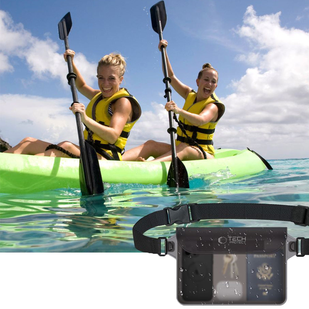 Wasserdichte Tasche für 10", Tech-Protect Waterproof Pouch, Durchscheinend-Schwarz