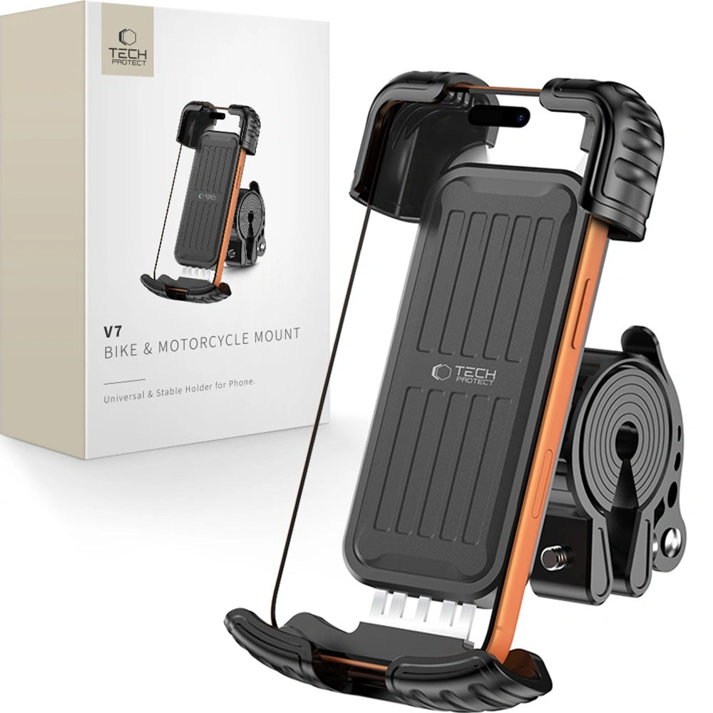 Fahrrad-/Motorradhalterung für Handy am Lenker, Tech-Protect V7, Schwarz