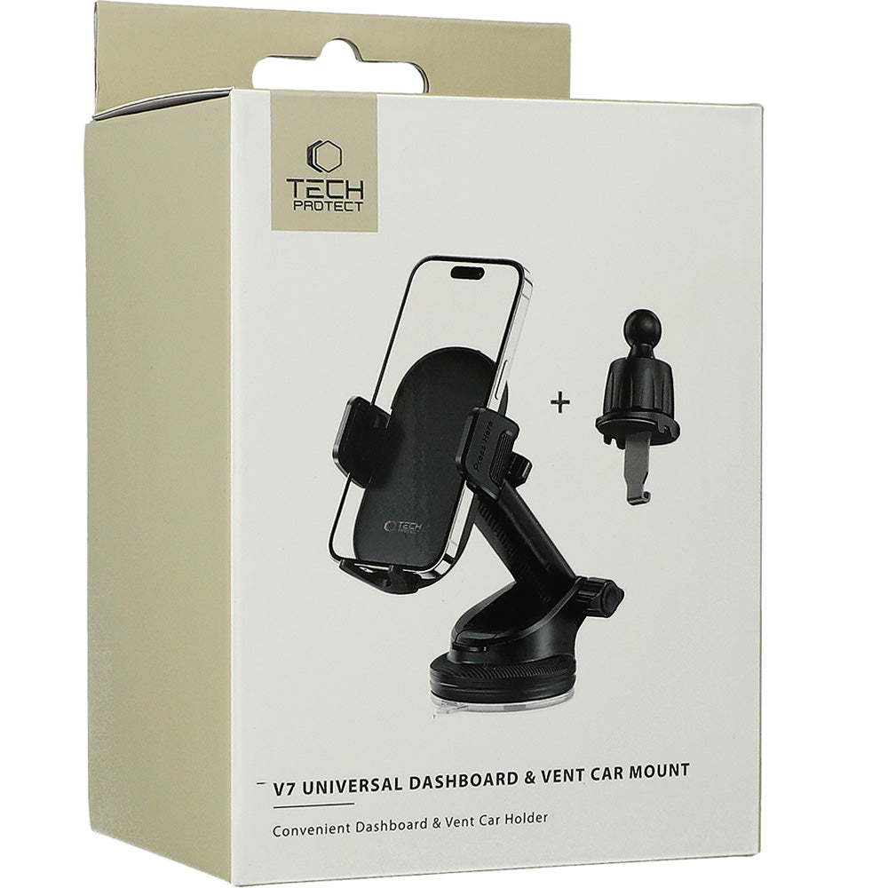 Autohalterung für Cockpit / Armaturenbrett / Windschutzscheibe Tech-Protect V7 Universal, Schwarz