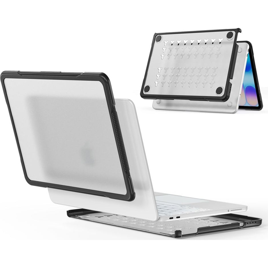 Schutzhülle für MacBook Neo 13 2026, Tech-Protect Velar, Schwarz-Transparent