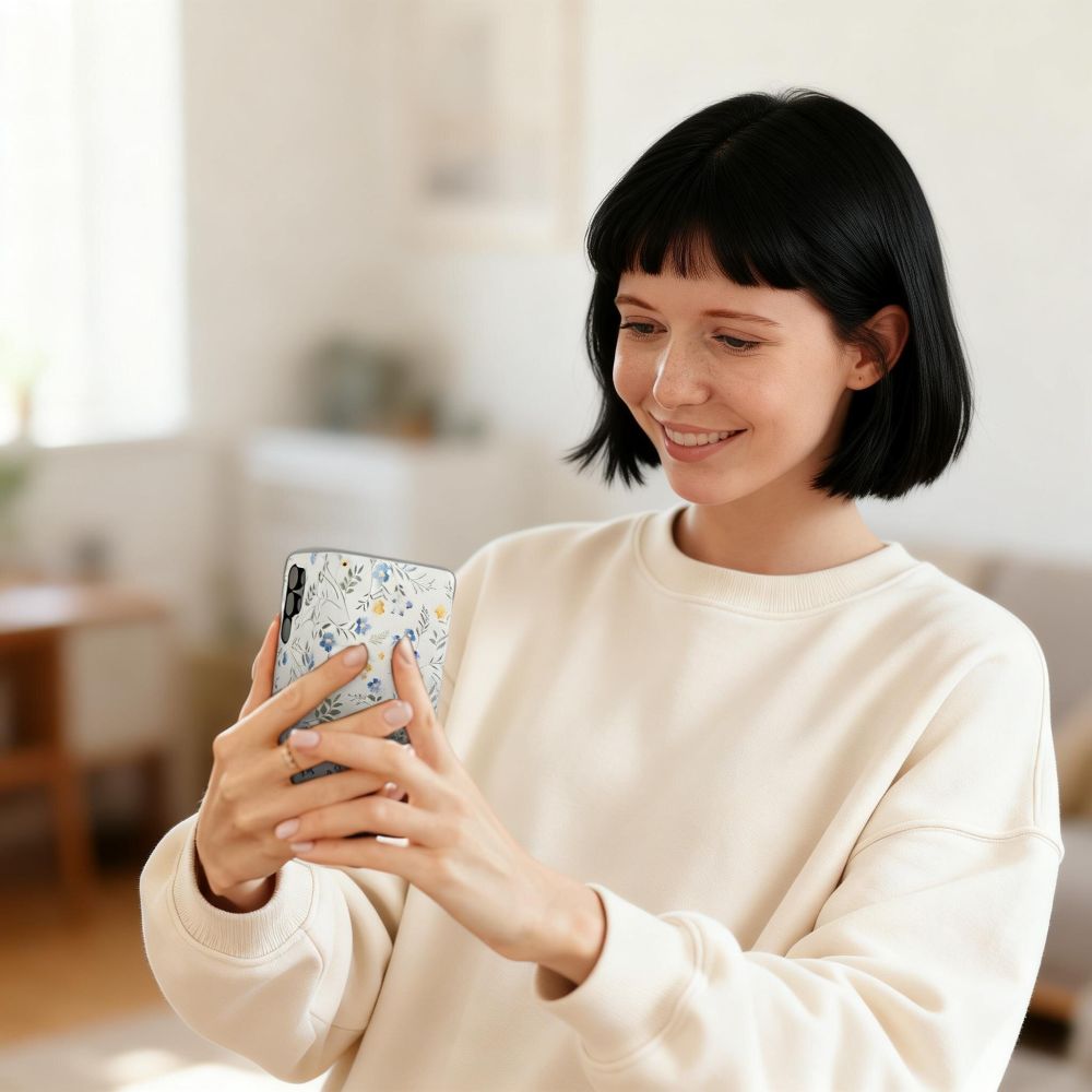 Handyhülle mit Klappe für Galaxy A57 5G, Tech-Protect Wallet, Weiß mit floralem Muster
