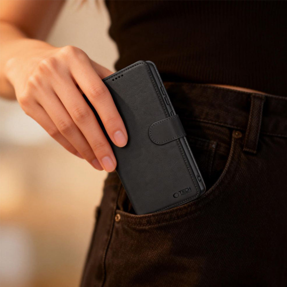 Handyhülle mit Klappe für Xiaomi 17T Pro, Tech-Protect Wallet, Schwarz