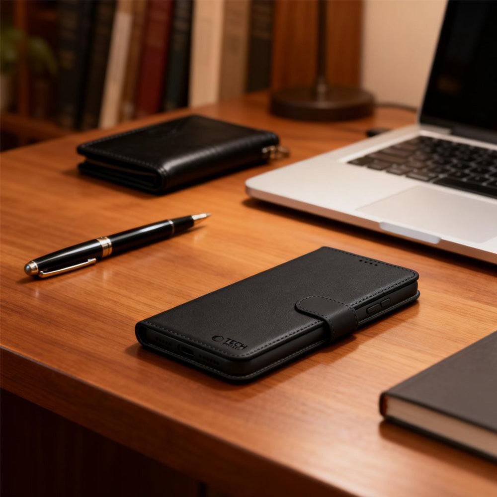 Handyhülle mit Klappe für Xiaomi 17T Pro, Tech-Protect Wallet, Schwarz